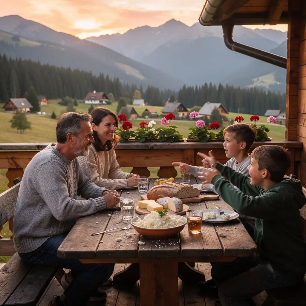 A scenic view of the High Tatras mountains showcasing majestic peaks and lush valleys.